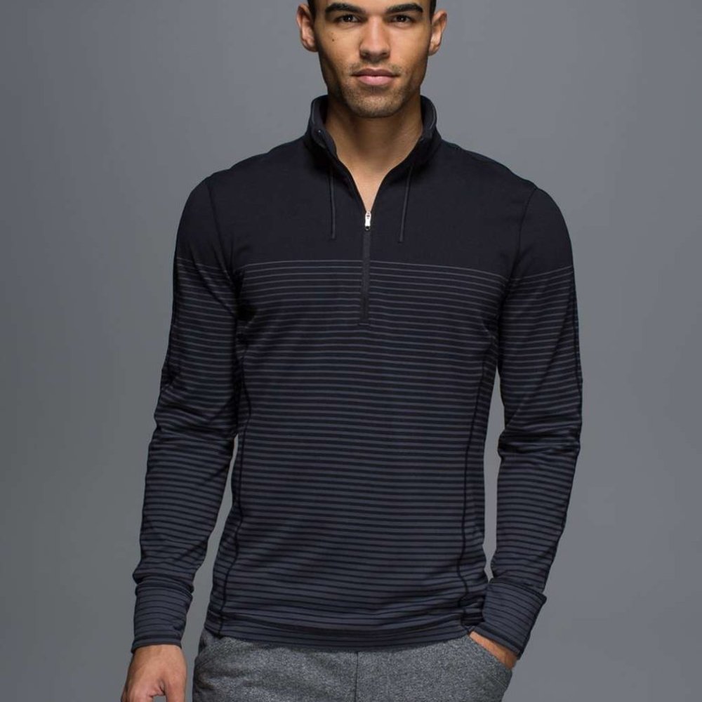 EUC Sweat Session 1/2 Zip *Rulu Ombre Stripe Black Coal